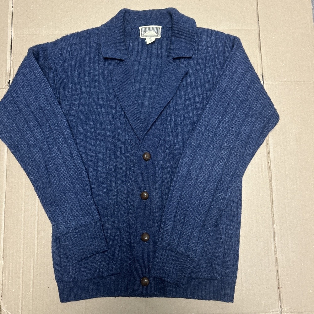 Vintage Keith Collection Cardigan Sweater Men Medium Blue Acrylic Grandpa Grunge